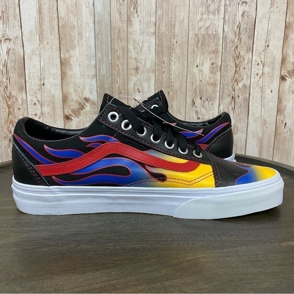 Vans Old Skool Flames Racer Sneaker Black/Red Size 9 Men - Picture 9 of 11